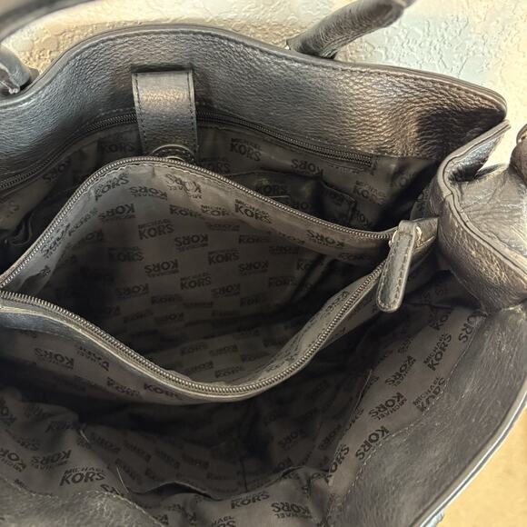 MICHAEL KORS Hamilton East West Black Pebbled Leather Satchel Shoulder Tote Bag - Picture 8 of 10